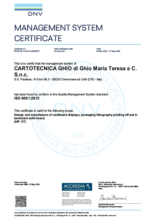 Certificazione ISO 9001:2015